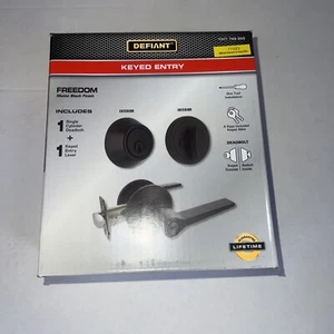 Defiant Freedom Keyed Entry Lock Set Deadbolt Lever Handle Matte Black Finish - Picture 1 of 5