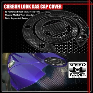 YAMAHA YZF R1/R6/FZ/FJR PERFORATED BLACK GLOSSY FUEL CAP COVER PROTECT PAD - Picture 1 of 4