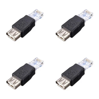 4x RJ45 Adapter Male to USB2.0 A Female Socket LAN Network Ethernet Router Plug - Image 1 of 4