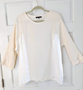 Lafayette 148 Long Sleeve Round Neck Silk Cream Pullover Tunic Blouse M - Picture 1 of 4