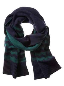 NEW BANANA REPUBLIC Mens Womens Chevron Navy Blue & Green Wool Blend Scarf NWT - Picture 1 of 4