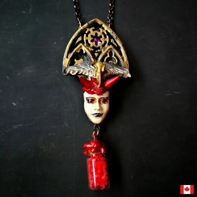 Lucifer Gothic Talisman Occult Symbology Satanic Baphomet Satanist Urn Pendant - Image 1 of 4
