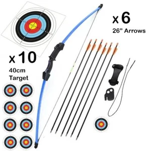 Junior Archery Set Blue Longbow 15lb 45" Takedown Premium Youth Arrows Target F2 - Picture 1 of 10