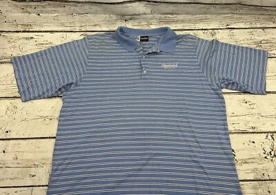 VTG Cleveland Golf Men's Blue/White/Black Striped Short Sleeve Golf Polo Shirt - Image 1 of 4