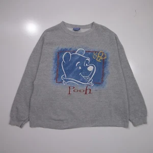 Winnie The Pooh Sweatshirt Adult XL Gray Crew Neck VTG 90s Y2K Grunge Skater - Picture 1 of 13