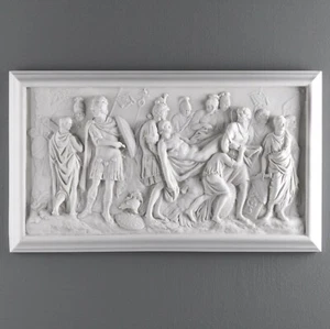 Friso de mármol romano - bajorrelieve sarcófago romano - escena del campo de batalla - Imagen 1 de 7
