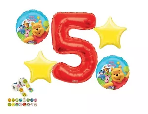 Winnie The Pooh 5th Birthday Balloon Bouquet Birthday Decorations Supplies - Picture 1 of 1