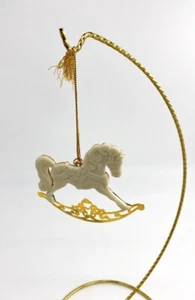 Lenox Bone China 1994 Schaukelpferd mit goldener Wippe und Rücken - Bild 1 von 2