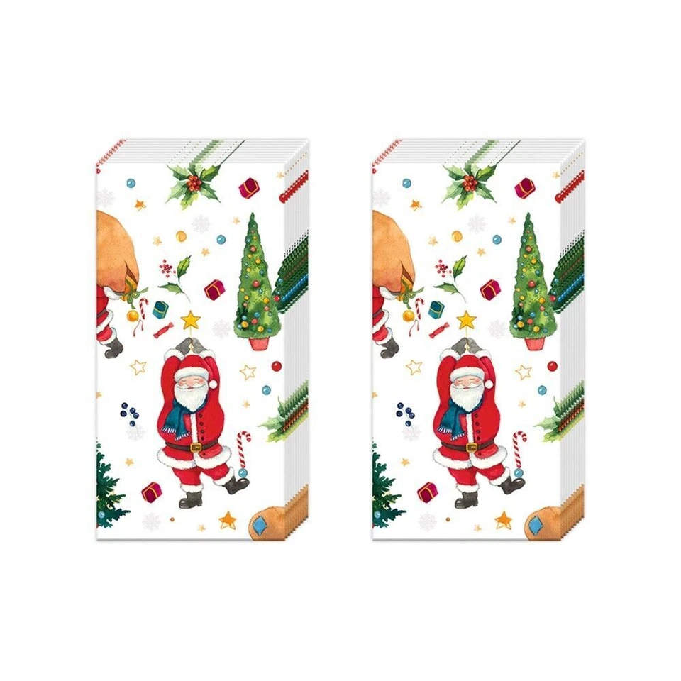 Santa's Look Christmas Paper Pocket Tissues 21 cm sq 4 ply 2 packs - Image 1 of 1