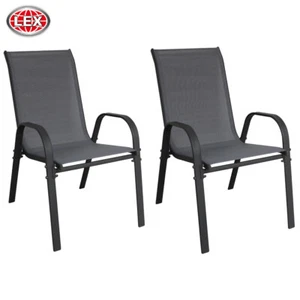 2er Set Stapelsessel Gartensessel Gartenstuhl Stapelstuhl Balkon anthrazit - Bild 1 von 2