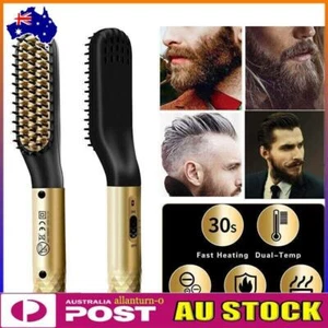Electric Beard Hair Straightener Quick Heated Brush Straightening Comb Curling - Picture 1 of 11