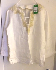 Lilly Pulitzer Amelie Island Tunic Top Blouse 100% Linen / Size: Small - Picture 1 of 4