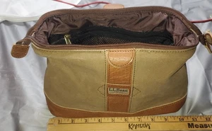 WOW! VINTAGE - L.L.BEAN Lona Encerada y Cuero Artículos de Aseo, ESTILO DOBLE Estuche Kit Bolso - Imagen 1 de 8