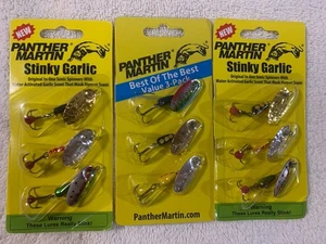 (LOT OF 3 PACKS) PANTHER MARTIN SPINNERS. SIZES & COLORS AS SHOWN NIP 9 TOTAL - Picture 1 of 3