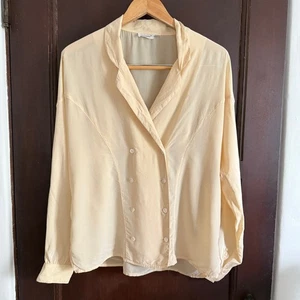80er Vintage OMANTI 100 % Seide zweireihig Button Down Bluse Hemd Jacke 10 - Bild 1 von 6