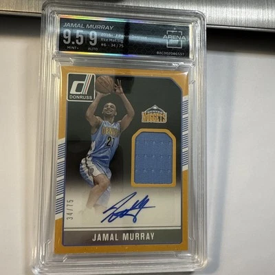 Camiseta 2016/17 Panini Donruss Jamal Murray #/75 RC #6 Signatures AUTO Arena 9.5 - Imagem 1 de 2