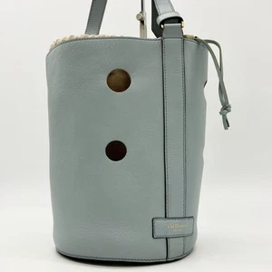 J M Davidson Joy Bucket Shoulder Bag Pastel Blue Leather /Auth - Picture 1 of 24