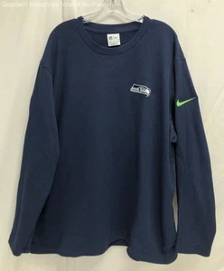 NWT Men's Nike NFL Seattle Seahawks Blue Crew Neck Long Sleeve Shirt Size 3XL - Picture 1 of 6