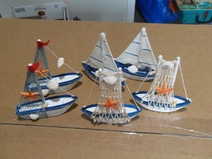 6 Stück Mini Segelboot Modell Dekoration Miniatur Segelboot Wohndeko Set - Bild 1 von 13