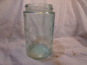 Vtg HTF Blue Glass Pat. 1858 MASON Pint Jelly Jar N.C.L. Co. Nail City Lantern - Picture 1 of 21