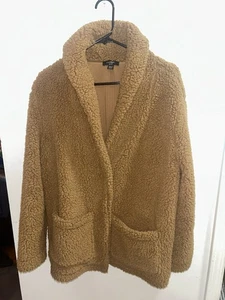 Lord & Taylor Women's Large Petite Teddy Bear Sherpa Brown Jacket Super Soft - Picture 1 of 4