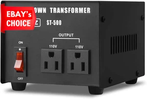 Step Down Transformer 240V to 110V 500W Voltage Converter Ultra Portable Black - Picture 1 of 12