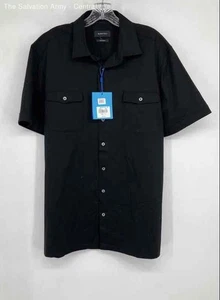 Bugatchi Mens Black Short Sleeve 8 Way Stretch Collared Button-Up Shirt Size XL - Picture 1 of 7
