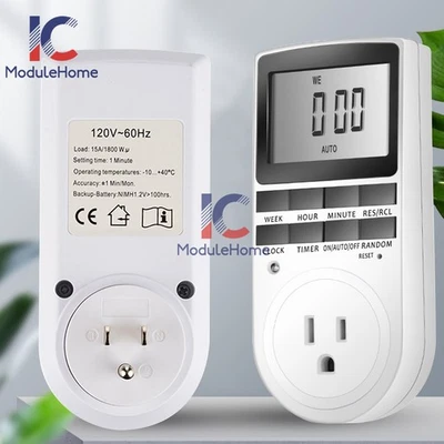 Enchufe temporizador eléctrico programable con pantalla LCD digital de 7 días interruptor enchufe de temporización - Imagen 1 de 4