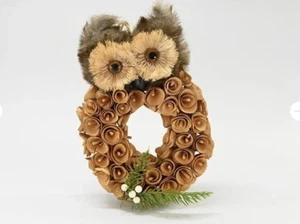 Christmas Owl Front Door Hanging Rustic Fireplace Fall Autumn Decoration Wreath - Picture 1 of 2