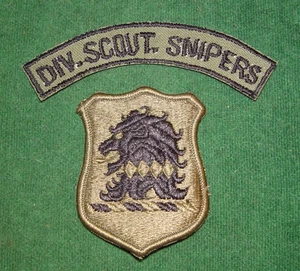 Vietnam Era USMC Sniper Shoulder Tab - "Div. Scout. Snipers" & Division Patch - Picture 1 of 2