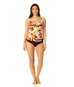 Anne Cole Underwire Surplice Tri Tankini Multi 34D/32DD - Picture 1 of 3