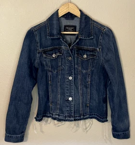 Abercrombie & Fitch Women's Trucker Distress Blue Denim Jacket Size M - Picture 1 of 7