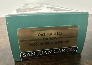 San Juan Car Co. On3 Scale Kit #102 D&RGW 30’ 3000 Series Box Car w/Trucks NIB! - Picture 1 of 5