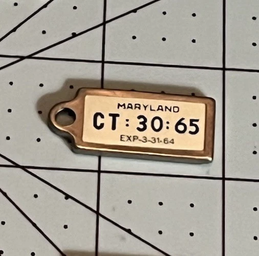 Mini License Plate Key Chain RARE Vintage DAV Disabled Veterans Maryland 1964 - Image 1 of 1