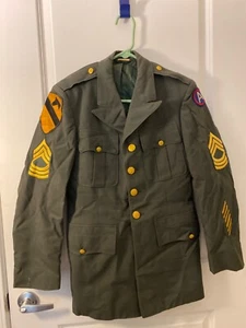 U.S. Army 1st Cavalry Green Dress Jacket Master Sergeant 18 Years Service - Picture 1 of 12