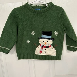 Green Dog Toddler Green Snowman Christmas Sweater 2/2T - Picture 1 of 13