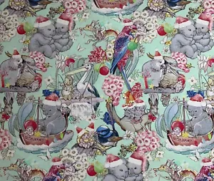 May Gibbs Cotton Fabric Aussie Themed Animals Remnants RESCUED 47cm Wide x 33cm - Picture 1 of 6