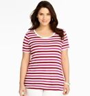 Talbots T Shirt Top 1Xp Pink  Stripe Ss Petite 14Wp 16Wp $55 Nwt