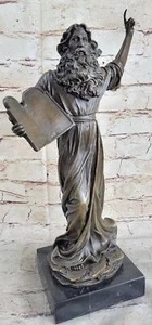 Estatuilla de mármol judío firmada por M. López (milo) escultura bíblica de Moisés diciembre - Imagen 1 de 10