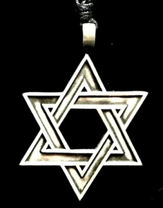 Jewish Star of David Pewter Pendant Biker Necklace adjustable cord to fit all - Picture 1 of 2