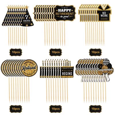 60 Piezas Feliz Retiro Cupcake Toppers Oro Retirado Pastel Toppers Selecciones Retirar... Foto 1 de 4