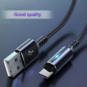 Type-C Cable Nylon Fast Charging Cable With LED Light Fast Charging Cable 1.2/2M - Picture 1 of 15