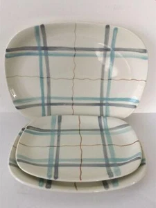 3 x Vintage Retro 1950s serving platters J & G Meakin Horizon blue grey stripes - Picture 1 of 9