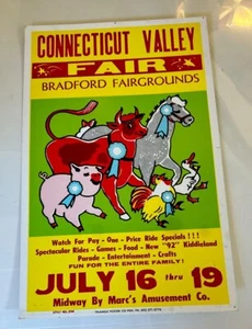 "Póster vintage auténtico original de la feria del valle de Connecticut de los años 90 14x22""" - Imagen 1 de 8
