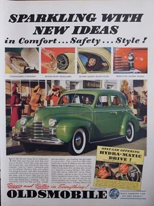 Anuncio impreso de automóvil Oldsmobile 1940 vintage. Verde, antes de la Segunda Guerra Mundial - Imagen 1 de 1
