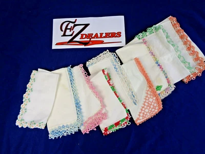 Lote De Colección De 9 Pañuelos Bordados De Colores Foto 1 de 3