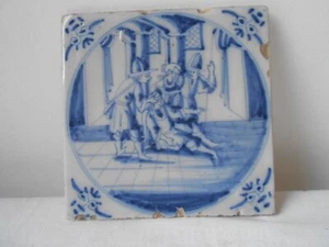Antique Dutch Delft Blue. Biblical Tile. 17th 18th Century. Pottery....I... - Picture 1 of 5