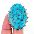Gift For Her Natural Copper Blue Turquoise Statement Adjustable Ring 925 Silver