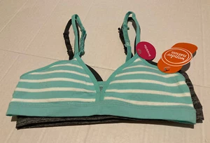 NWT Wonder Nation 2pk Beginner Bras 28 Bralettes Striped Grey - Picture 1 of 4