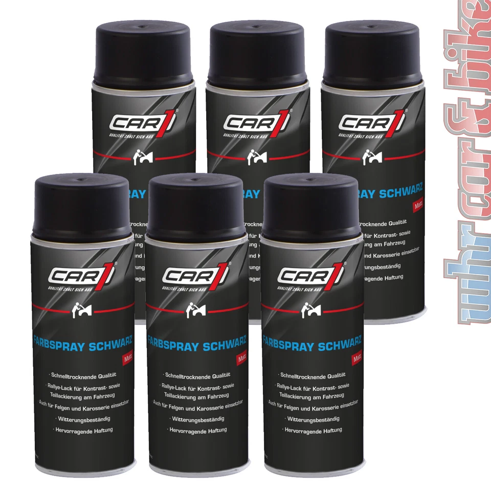 Farbspray Autolack schwarz matt 6x 400ml Car1 Motip Dupli Spraydose Decklack - Bild 1 von 1